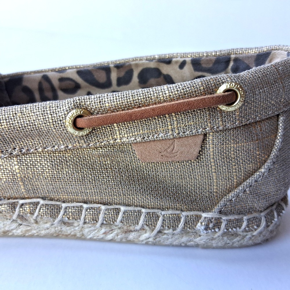 SPERRY Topsider Slip-On Shoes Womens 8.5 Gold Highlighted Leopard Casual Flats - Picture 10 of 13